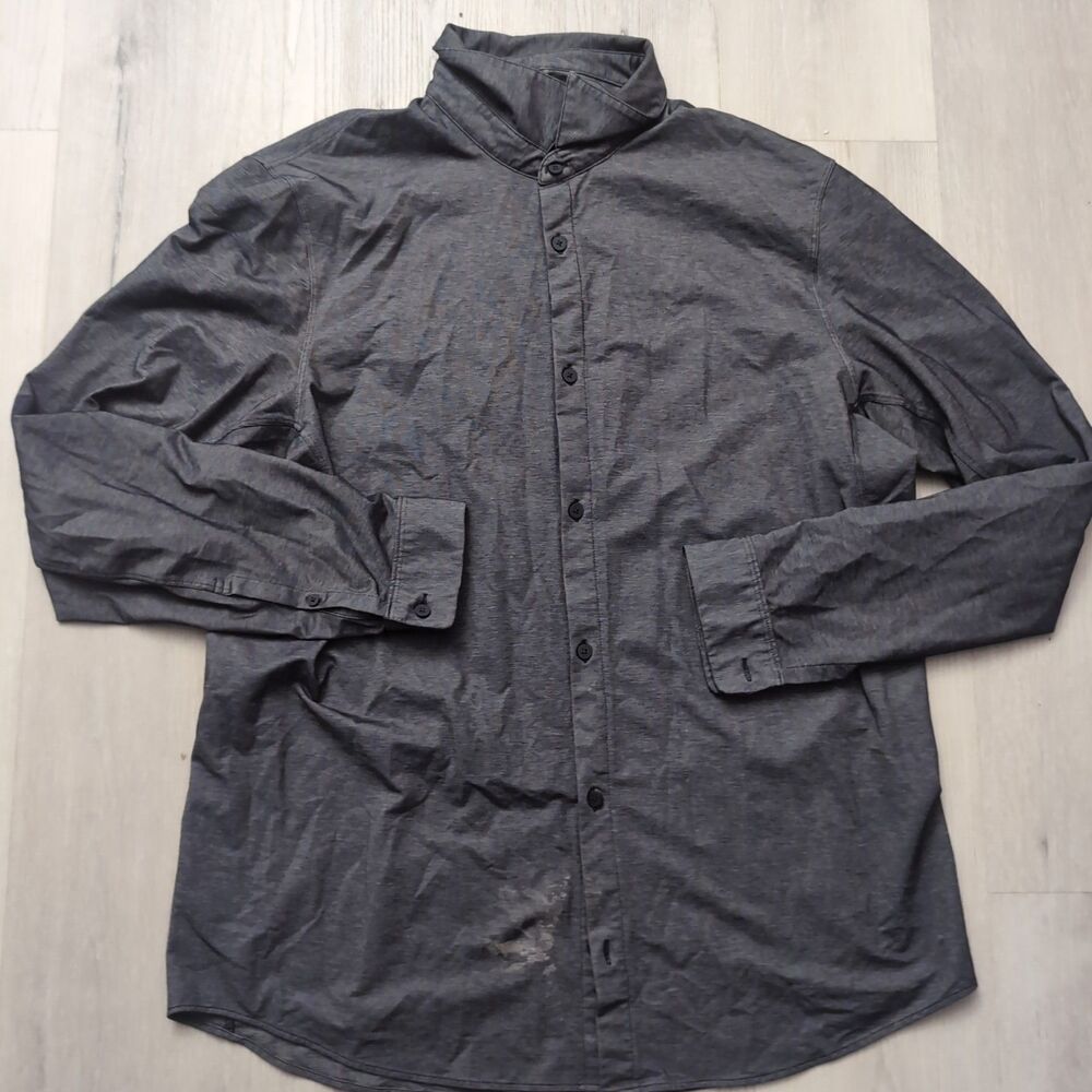 Lululemon Shirt Mens Large Gray Performance Button Down Long Sleeve